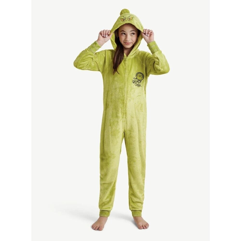 The Grinch x Justice One Piece Pajamas PJ Size 12-14 Girls Christmas Costume Kid - Picture 15 of 16